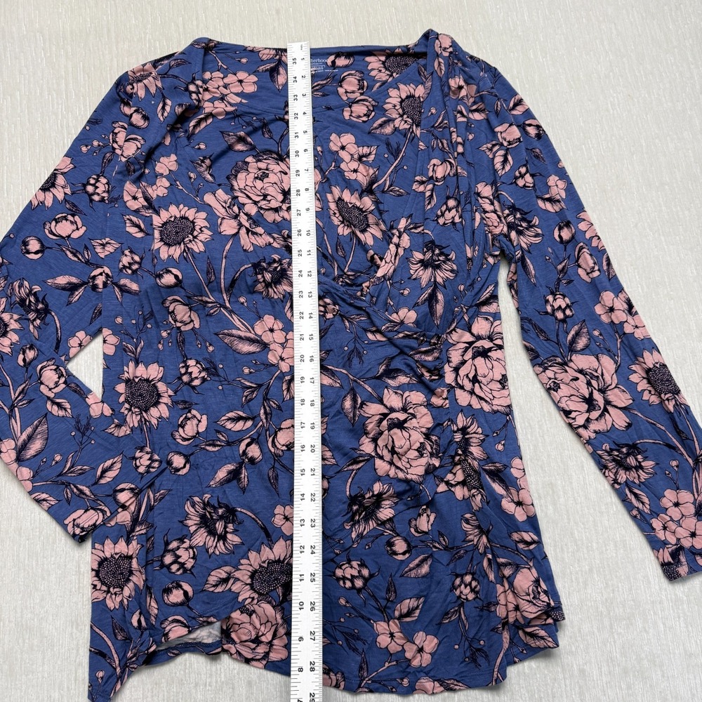 Motherhood Maternity Nursing Top Womens 2X Blue Pink Floral Stretch Double Layer - Picture 9 of 16